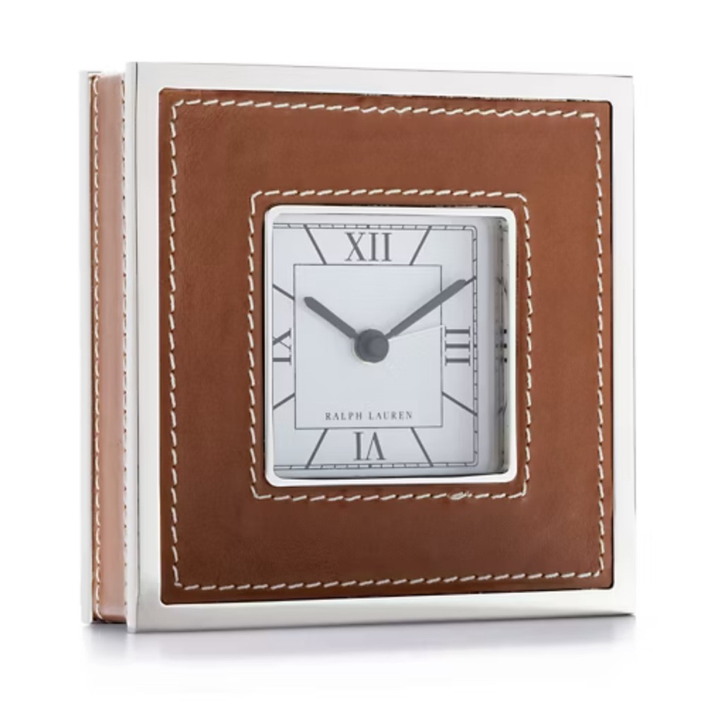 Ralph Lauren Chelsea Leather-Trim Clock